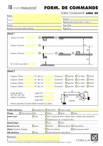 FORM. DE COMMANDE - Sunparadise