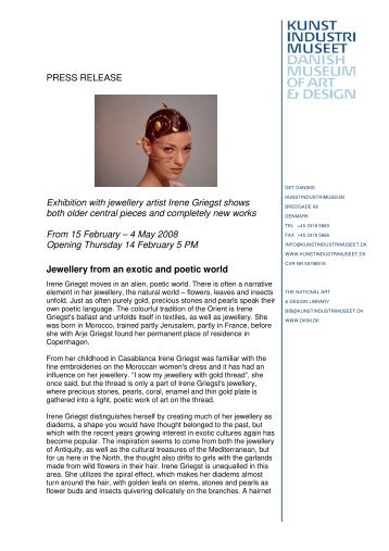 PRESS RELEASE Exhibition with jewellery artist Irene Griegst ...