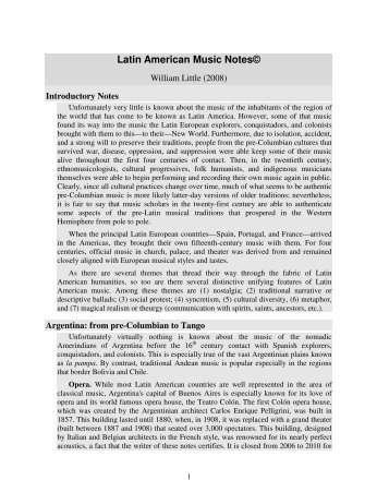 Latin American Music Notes© - Santa Fe College