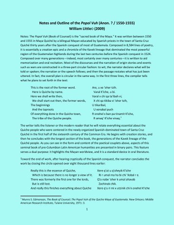 Notes and Outline of the Popol Vuh (Anon ... - Santa Fe College