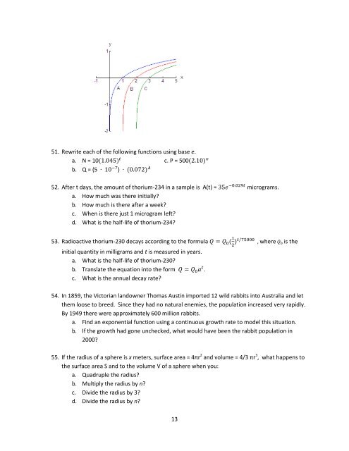 1 MAC1105, College Algebra Study Questions for Common Final ...
