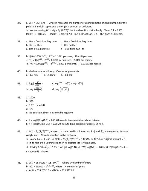 1 MAC1105, College Algebra Study Questions for Common Final ...