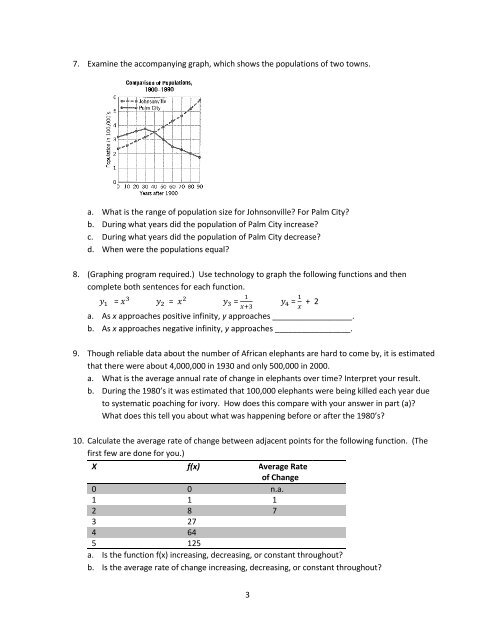 1 MAC1105, College Algebra Study Questions for Common Final ...