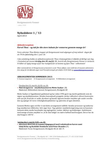 Klik her for seneste nyhedsbrev fra foreningen - Designmuseum ...