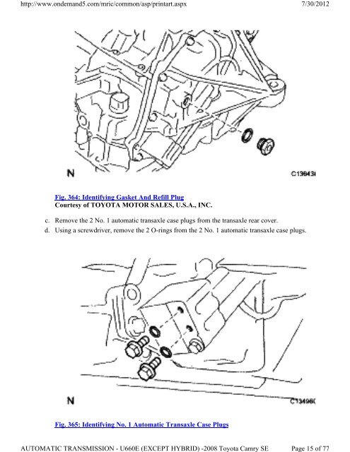 DISASSEMBLY 1. REMOVE NO. 2 BREATHER PLUG a. Using a ...