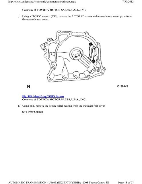 DISASSEMBLY 1. REMOVE NO. 2 BREATHER PLUG a. Using a ...