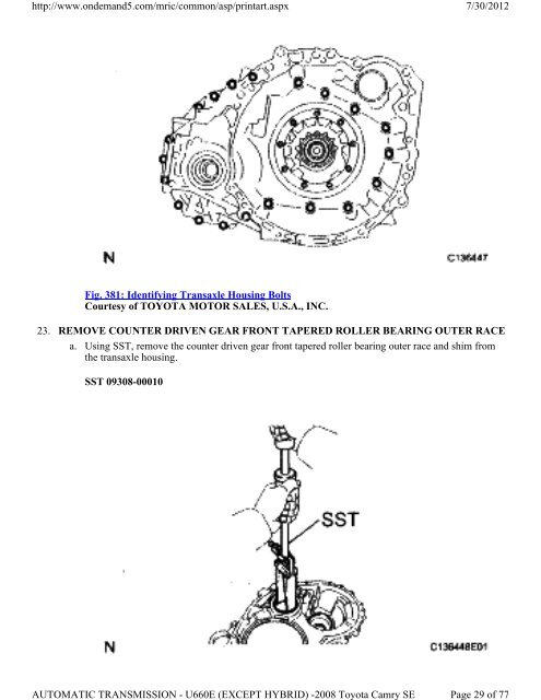 DISASSEMBLY 1. REMOVE NO. 2 BREATHER PLUG a. Using a ...