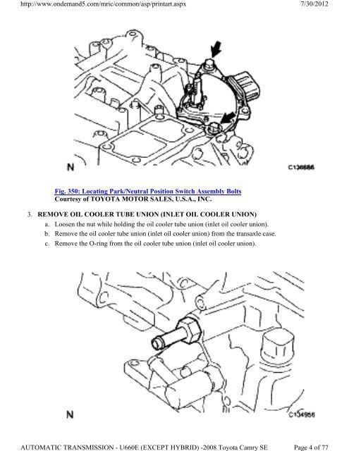 DISASSEMBLY 1. REMOVE NO. 2 BREATHER PLUG a. Using a ...