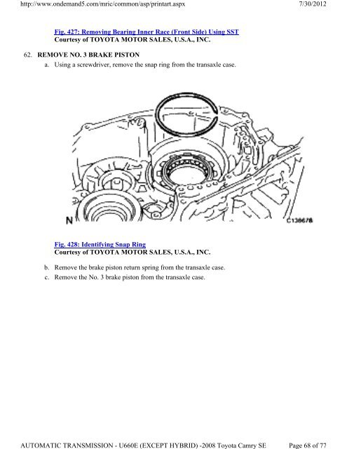 DISASSEMBLY 1. REMOVE NO. 2 BREATHER PLUG a. Using a ...