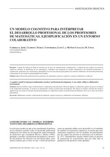 Un modelo cognitivo para interpretar el desarrollo profesional