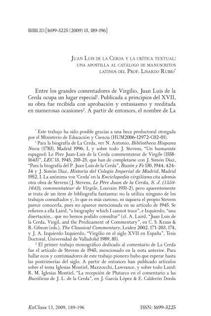 : Entre los grandes comentadores de Virgilio, Juan luis de la Cerda ...