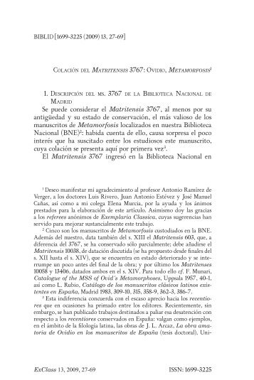 . 3767 de la Se puede considerar el Matritensis 3767, al menos por ...