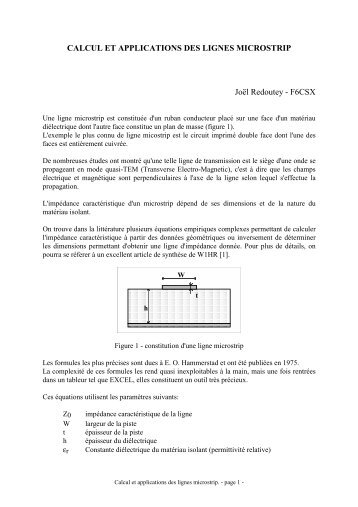 CALCUL ET APPLICATIONS DES LIGNES MICROSTRIP Joël ...