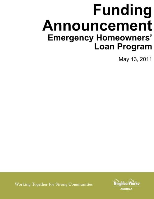 EHLP) Funding Announcement - NeighborWorks America