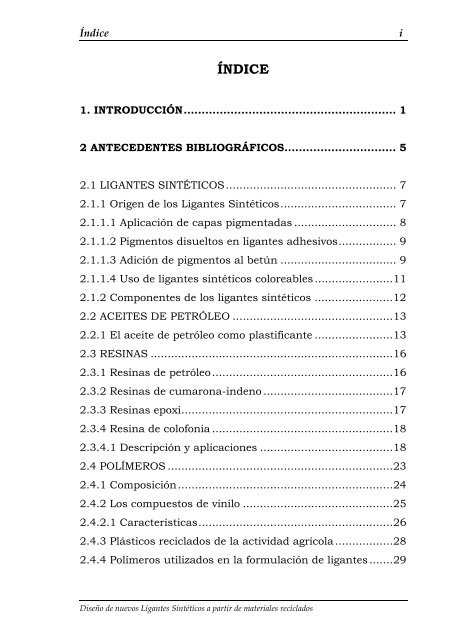 Diseño de nuevos ligantes sintéticos a partir de materiales reciclados