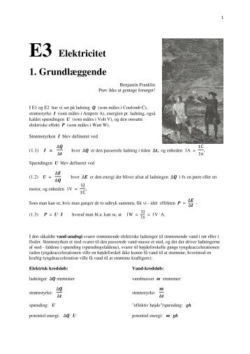 E3 Elektricitet 1. Grundlæggende