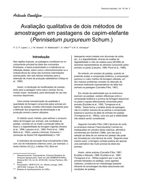 Avaliação qualitativa de dois métodos de amostragem em ...