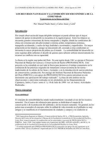 LOS RECURSOS NATURALES Y LA CONDICIÓN ... - cgiar