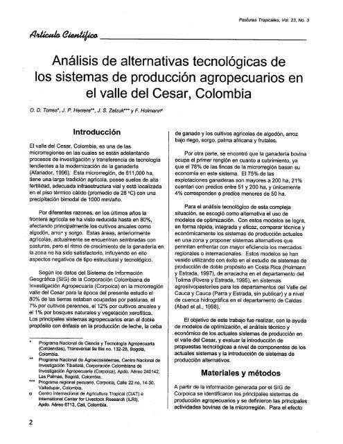 Análisis de alternativas tecnológicas de los sistemas de producción ...