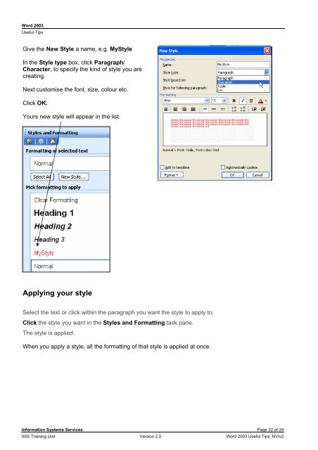MS Word 2003 Useful Tips Guide - ISS - University of Leeds