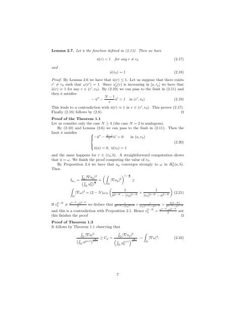 Asymptotic behaviour of the Kazdan-Warner solution in the annulus ∗