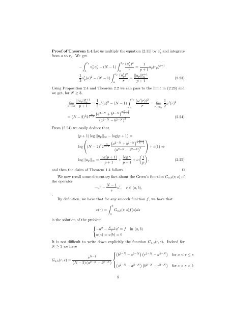 Asymptotic behaviour of the Kazdan-Warner solution in the annulus ∗