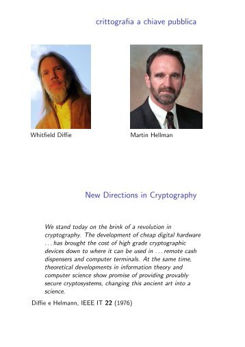 crittografia a chiave pubblica New Directions in Cryptography