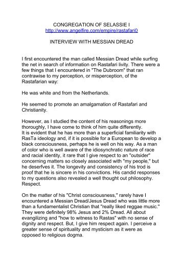 Congregation of Selassie I - Interview with Messian Dread - Dubroom