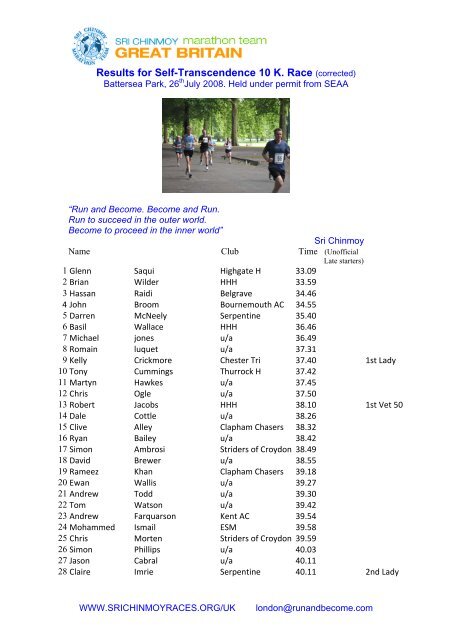 10K July race 2008.pdf - Sri Chinmoy Athletic Club UK