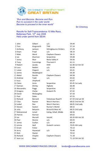 10 Mile July 2008.pdf - Sri Chinmoy Athletic Club UK