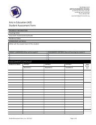 Student Assessment Form - Bainbridge Island Arts & Humanities ...