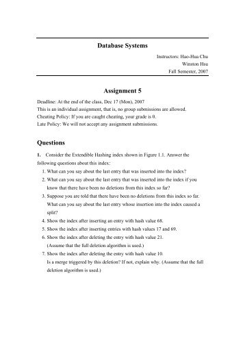 Database Systems Assignment 5 Questions