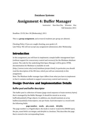 Database Systems Assignment 4: Buffer Manager