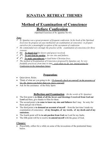 Method of Examination of Conscience Before Confession