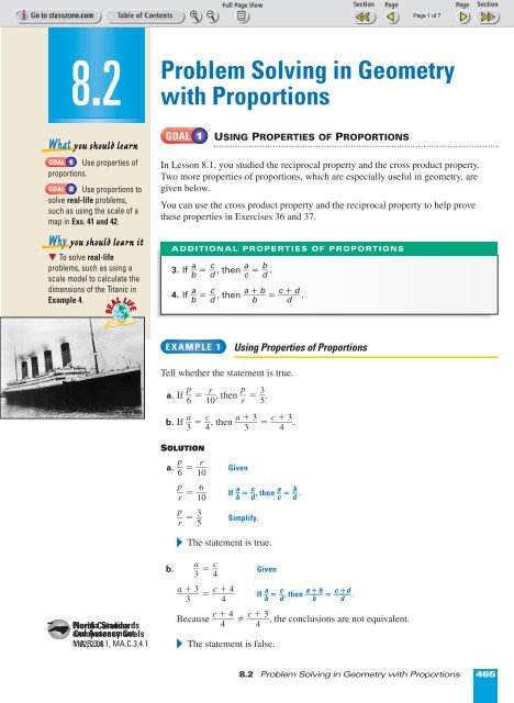 8-2 Problem Solving in Geometry with Proportions - Nexuslearning.net