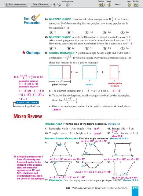 8-2 Problem Solving in Geometry with Proportions - Nexuslearning.net