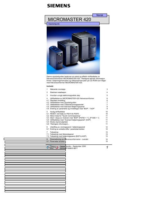 MICROMASTER 420 - Siemens AS