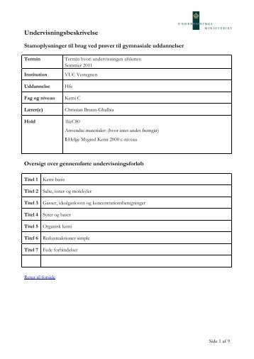 Undervisningsbeskrivelse - VUC Vestegnen