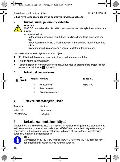 MagicSafe MSG150 - Waeco