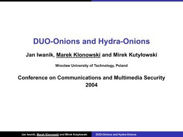 DUO-Onions and Hydra-Onions