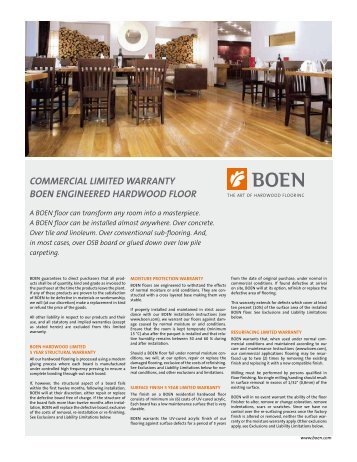 COMMERCIAL LIMITED WARRANTy BOEN ENGINEERED ...