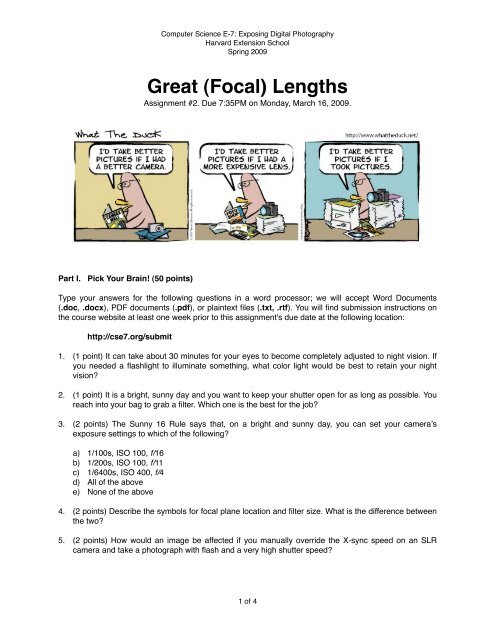 Assignment 2: Great (Focal) Lengths - Computer Science E-7 ...