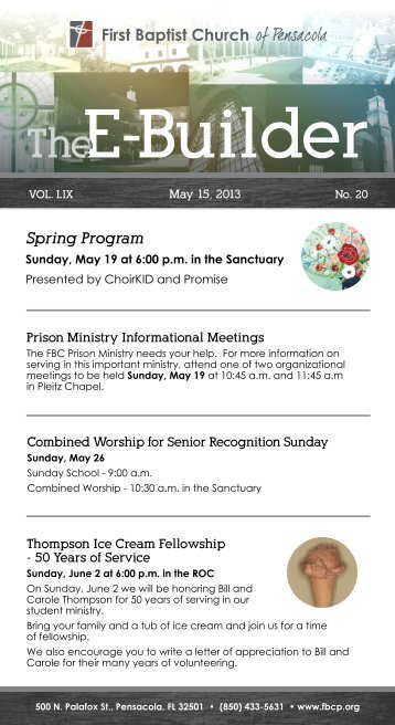 Spring Program - First Baptist Church of Pensacola