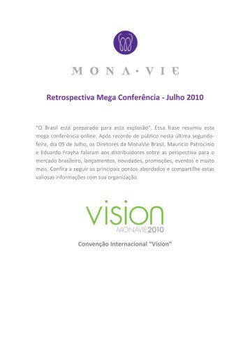 Retrospectiva Mega Conferência - Julho 2010 - MonaVie
