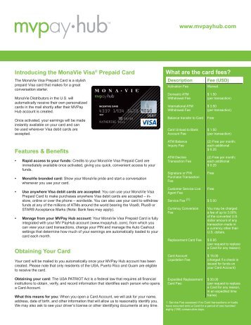 www.mvpayhub.com Introducing the MonaVie Visa® Prepaid Card ...