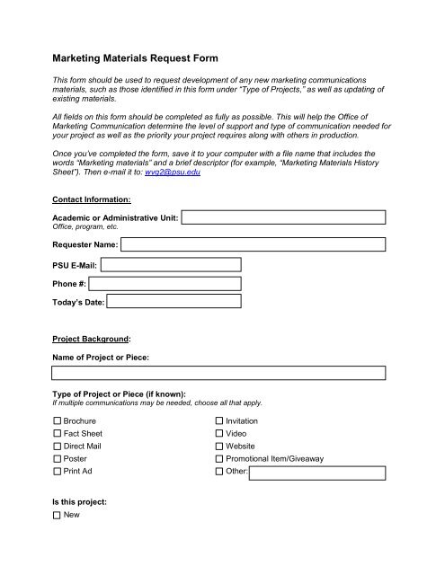 Request for Brochure Form