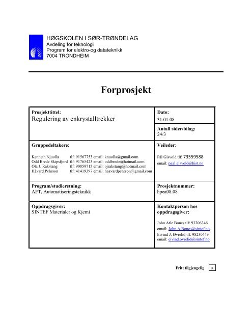 FORPROSJEKT Forprosjekt