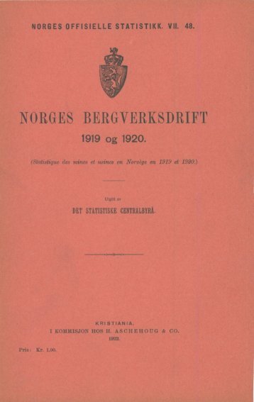 Norges bergverksdrift 1919 og 1920