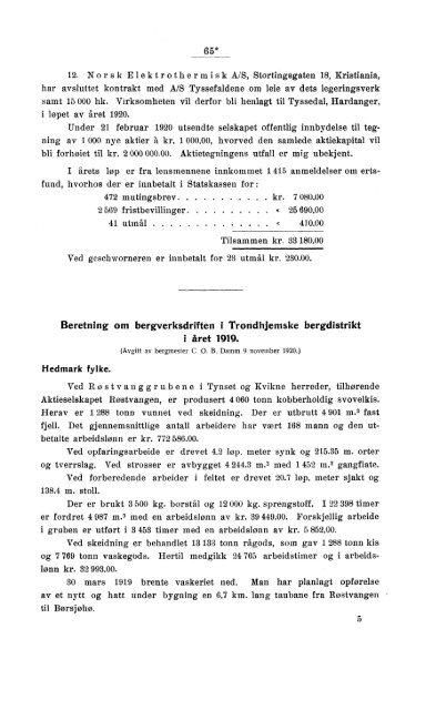 Norges bergverksdrift 1919 og 1920