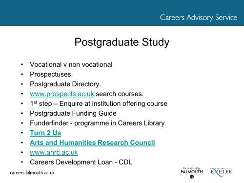 What Next - Careers Advisory Service - University College Falmouth